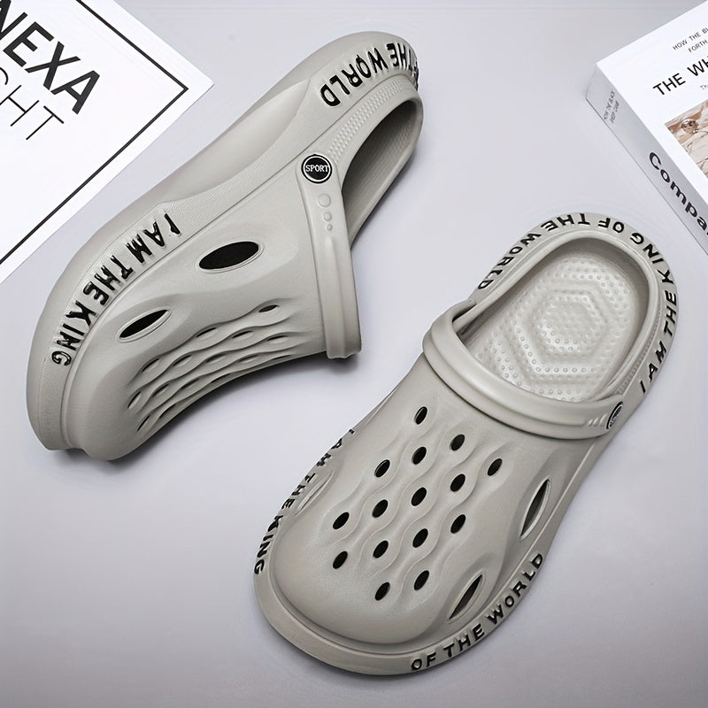 Men's Lightweight Comfy Garden Clogs - Alphabet Detail - Non Slip
