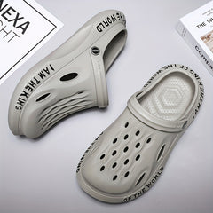 Men's Lightweight Comfy Garden Clogs - Alphabet Detail - Non Slip