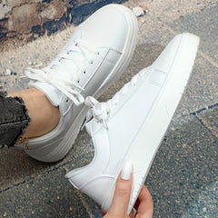 Faux Leather Heighten Skate Shoes Wear Resistance Non Slip Flat Sneakers