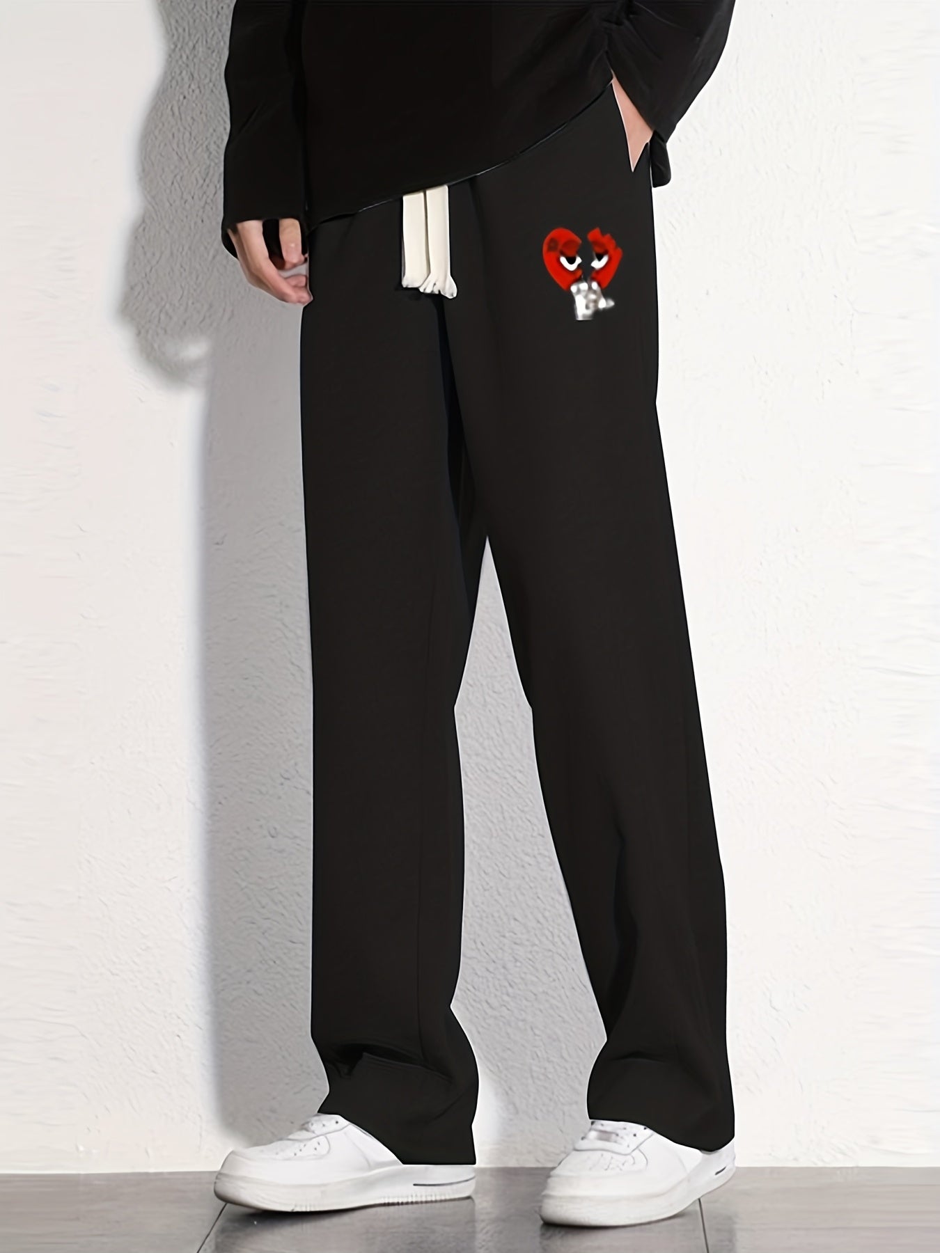 Funny Cartoon Heart Graphic Print Men's Sweatpants