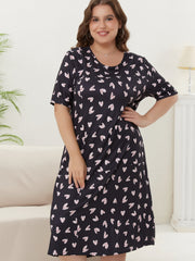 Heart Print Short Sleeve Tee Sleep Dress