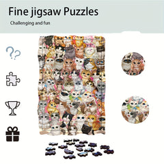 Cat Wooden Puzzle Two Piece Set Educational Jigsaw Toy