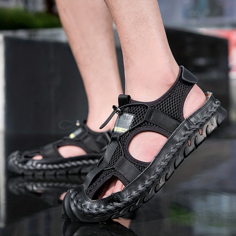 Men's Stitch Detail Sandals Non Slip Hiking Trekking Beach Shoes