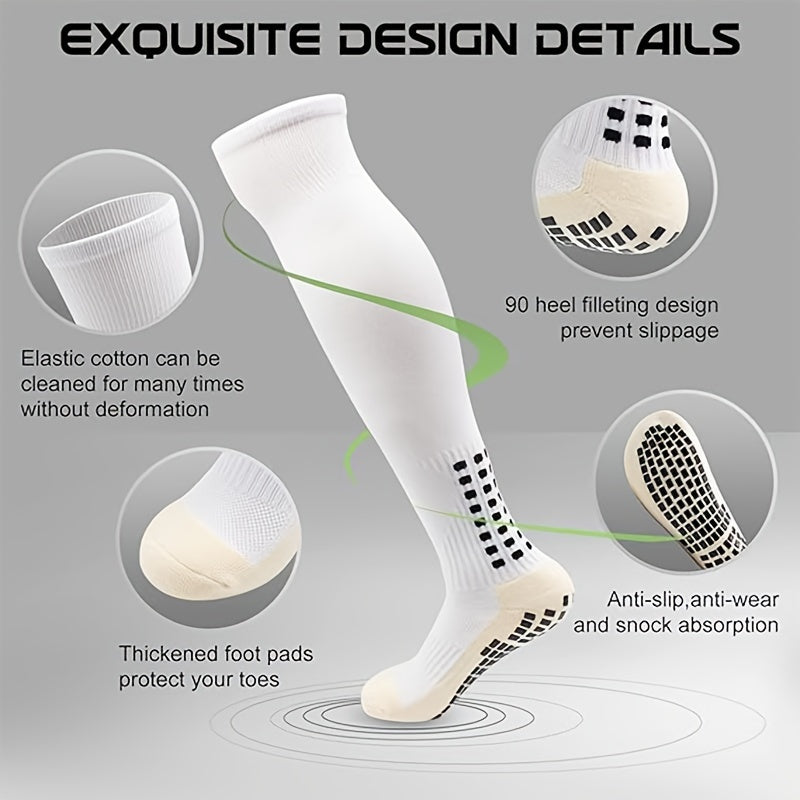 4 Pairs Non-slip Football Socks With Grip Pads Knee Soccer Socks