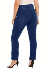 Women's Plus Floral Print Cut Out Button Fly High Stretch Jeans