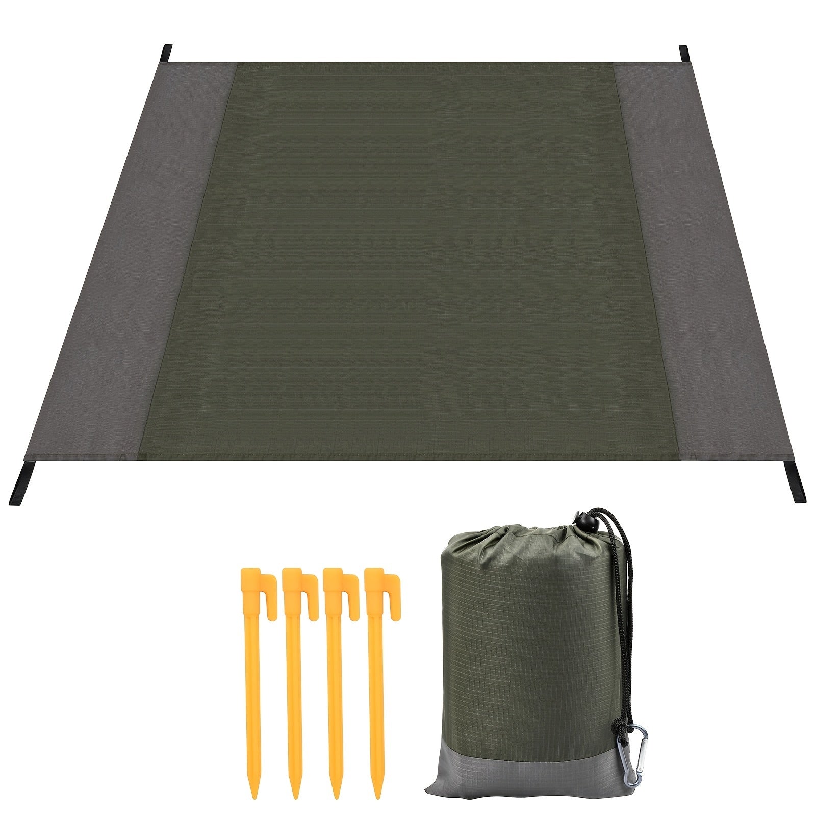 Waterproof Picnic Blanket 200x210cm Beach Mat w/ Fixed Nail & Carabiner