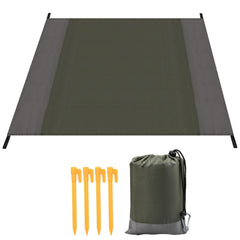 Waterproof Picnic Blanket 200x210cm Beach Mat w/ Fixed Nail & Carabiner