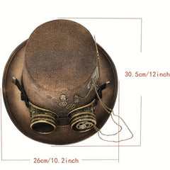 Gothic Steampunk Chain Hat Goggles Skull Wings Gear Decor