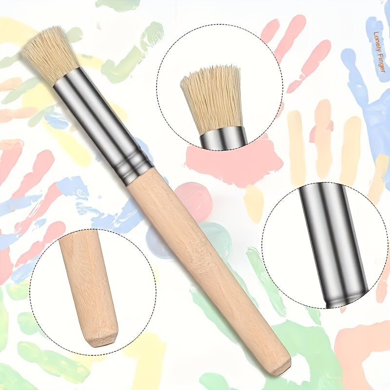 6pcs Stencil Paint Brushes Set Bristle Hair Wooden Handle DIY Crafts Watercolor