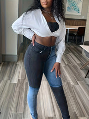 Colorblock High Stretch Skinny Jeans