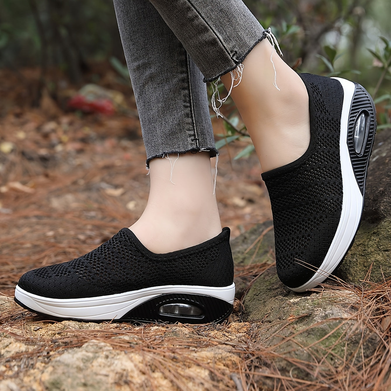 Women's Air Cushion Slip on Walking Shoes Mesh Chunky Sneakers