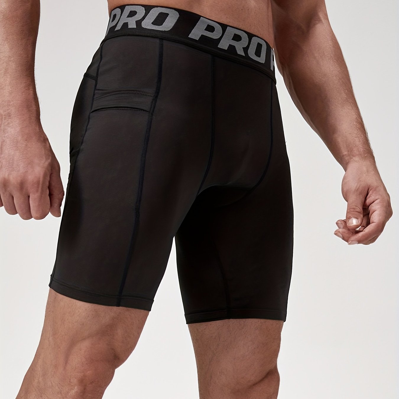 Men's Quick Dry Shorts With Side Pockets Elastic Waist Compression Shorts