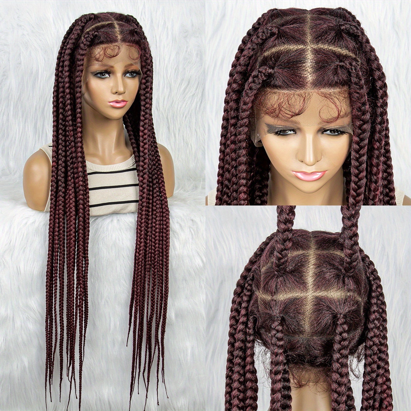 Full Lace Fiber Braid Wigs Long Box Braid Wig Synthetic Fiber Lace Front
