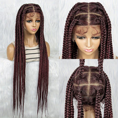 Full Lace Fiber Braid Wigs Long Box Braid Wig Synthetic Fiber Lace Front