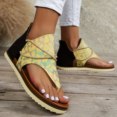 Leopard Print Thong Sandals Comfy Roman Style Vacation Beach Sandals