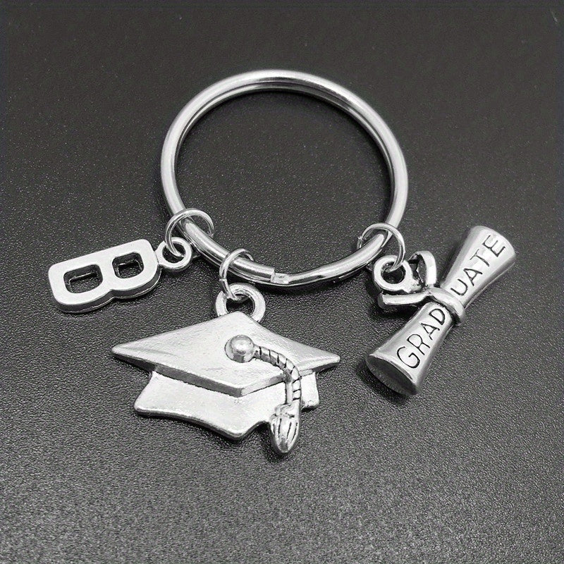 Graduation Hat Keychain Metal Key Ring Purse Backpack Car Charm Souvenir Gift