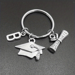 Graduation Hat Keychain Metal Key Ring Purse Backpack Car Charm Souvenir Gift
