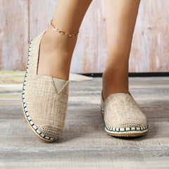 Women's Canvas Slip On Flat Shoes Soft Sole Comfy Walking Flats