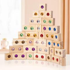 Colorful Gemstone Wooden Building Blocks Toy for Kids