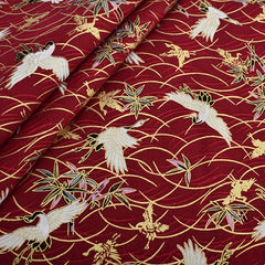 6pcs Gilded Crane Peacock Printed Fabric For DIY Crafting