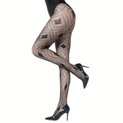 Argyle Fishnet Tights High Waist Mesh Pantyhose Women's Stockings