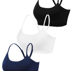 3pcs Criss Cross Back Cami Tops Slim Sports Crop Top Women's Lingerie