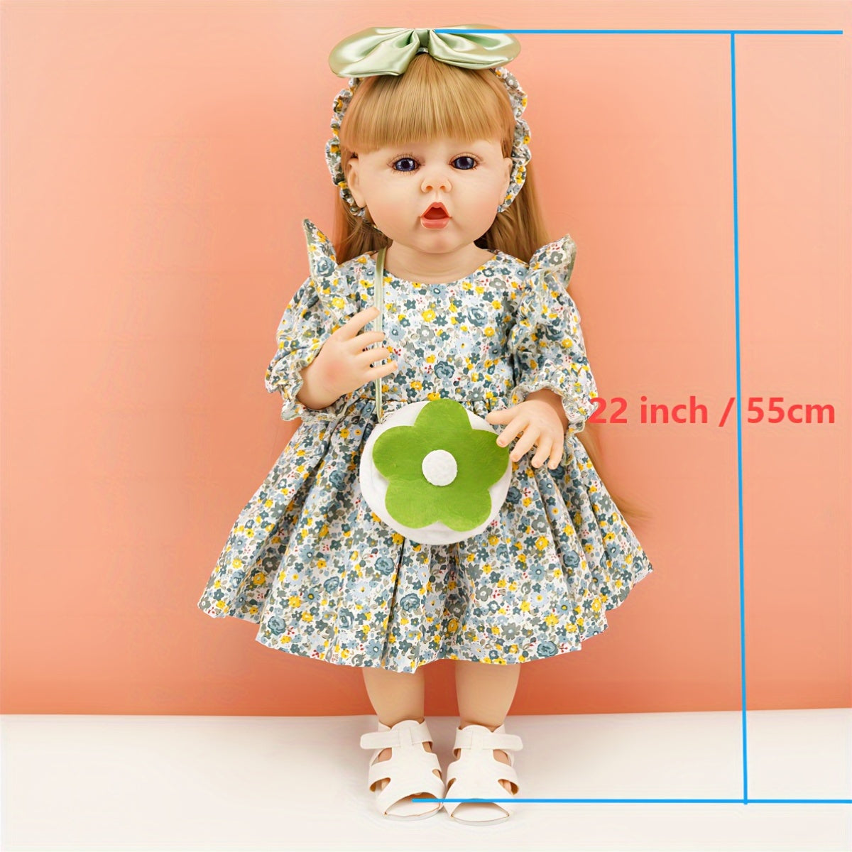 22" Blonde Princess Doll with Hairstyle Options & Green Floral Dress