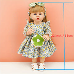 22" Blonde Princess Doll with Hairstyle Options & Green Floral Dress
