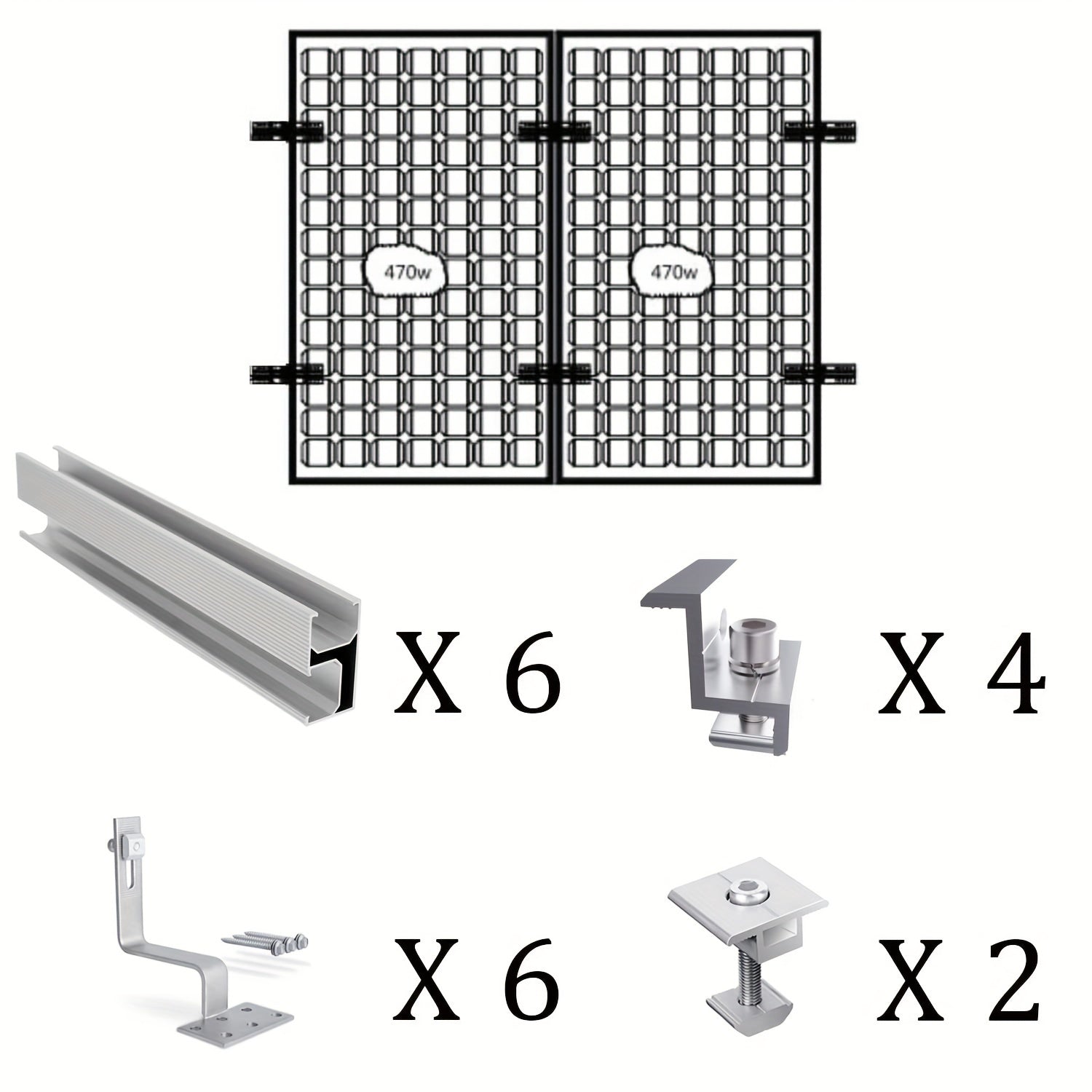 Solar Bracket Brick Roof Mounting Kit Extended Photovoltaic Mounting Rail