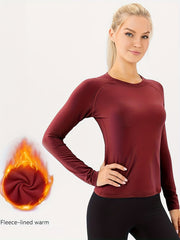 Women's Crew Neck Fleece Thermal Long Sleeve Shirt