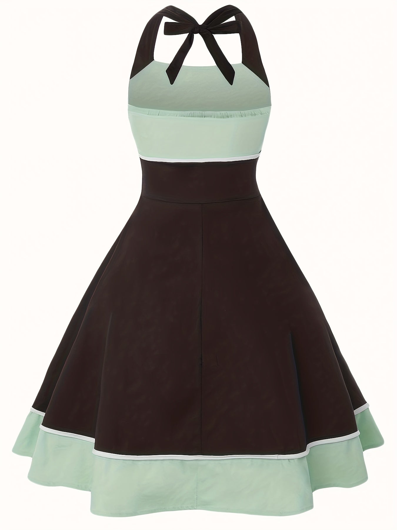 Vintage Halter Neck Backless Dress Women's Clothing