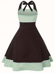 Vintage Halter Neck Backless Dress Women's Clothing