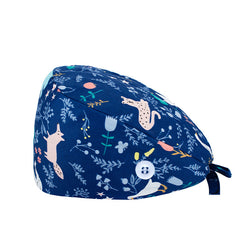 Cartoon Animal Print Scrub Cap Adjustable Nurse Hats Working Hat