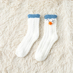 2 Pairs Cartoon Fuzzy Socks Comfy Warm Women's Stockings