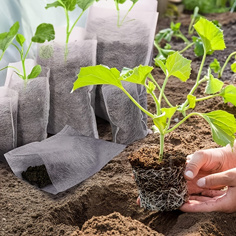 100pcs Biodegradable Grow Bags for Plants Non Woven Nursery Bags