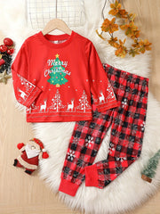 Christmas Print Top & Pants Set Cozy PJ Loungewear