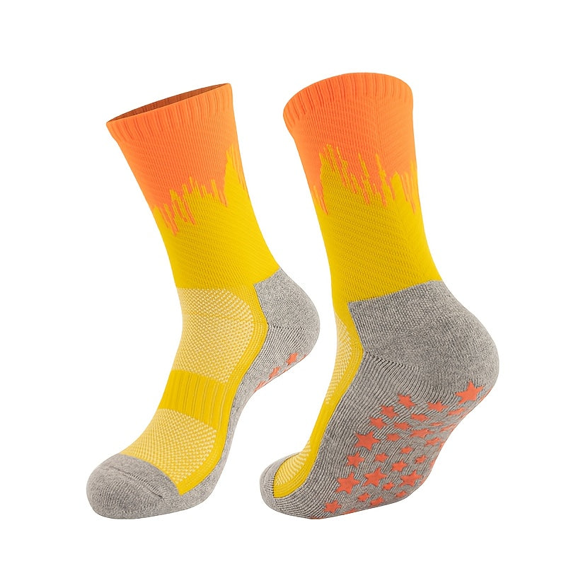 Men's Cotton Silicone Non-slip Mid-calf Socks for Basketball Running Training
