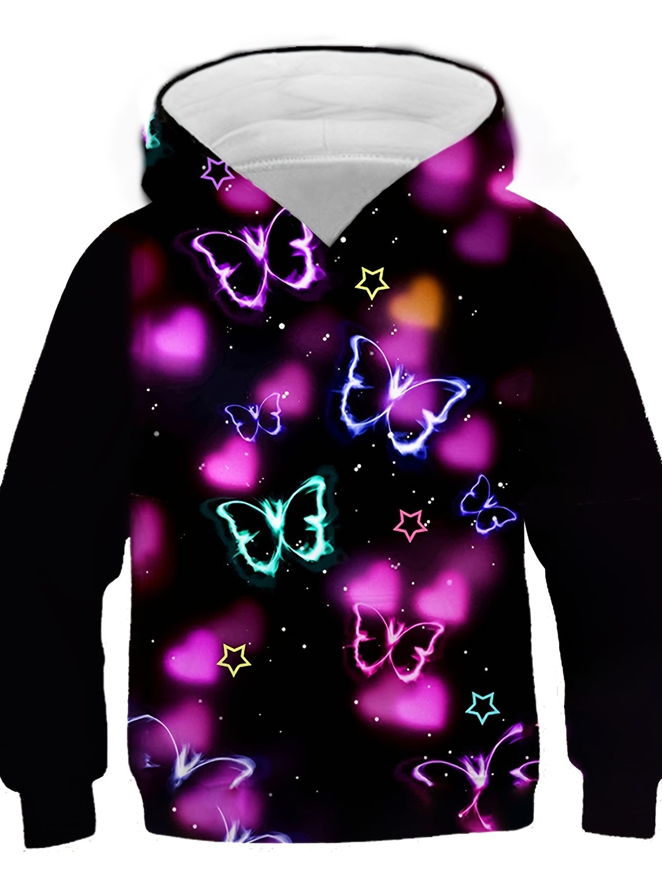 Spring Kids Butterfly Print Hoodie Girls Top Street Wear