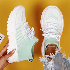 Soft Thick Bottom Shock Absorption Woven Shoes