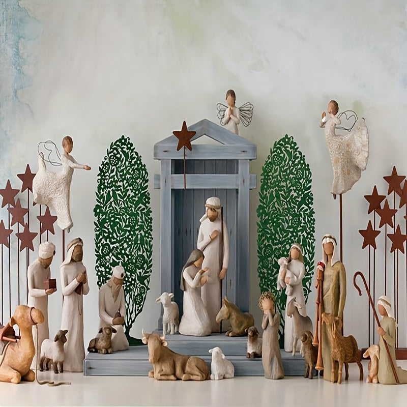 Nativity Figurine 10 Piece Set Hand Painted Nativity Figures Holiday Decor