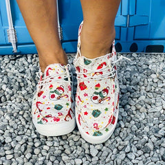 Women's Christmas Snowman Sneakers Anti Slip Lace Up Skate Shoes