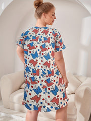 Independence Casual Loungewear Dress Women's Plus Flag & Butterfly