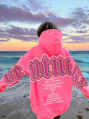Letter Print Loose Hoodie Casual Long Sleeve Hoodies Sweatshirt