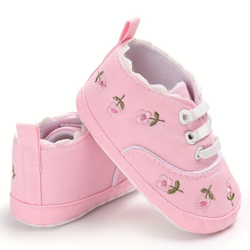 Baby Girls Lightweight Sports Shoes With Bowknot Comfortable Non Slip Crib Shoes