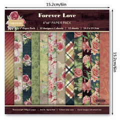 12pcs Vintage Flower Pattern Paper 6 6in DIY Scrapbook Material