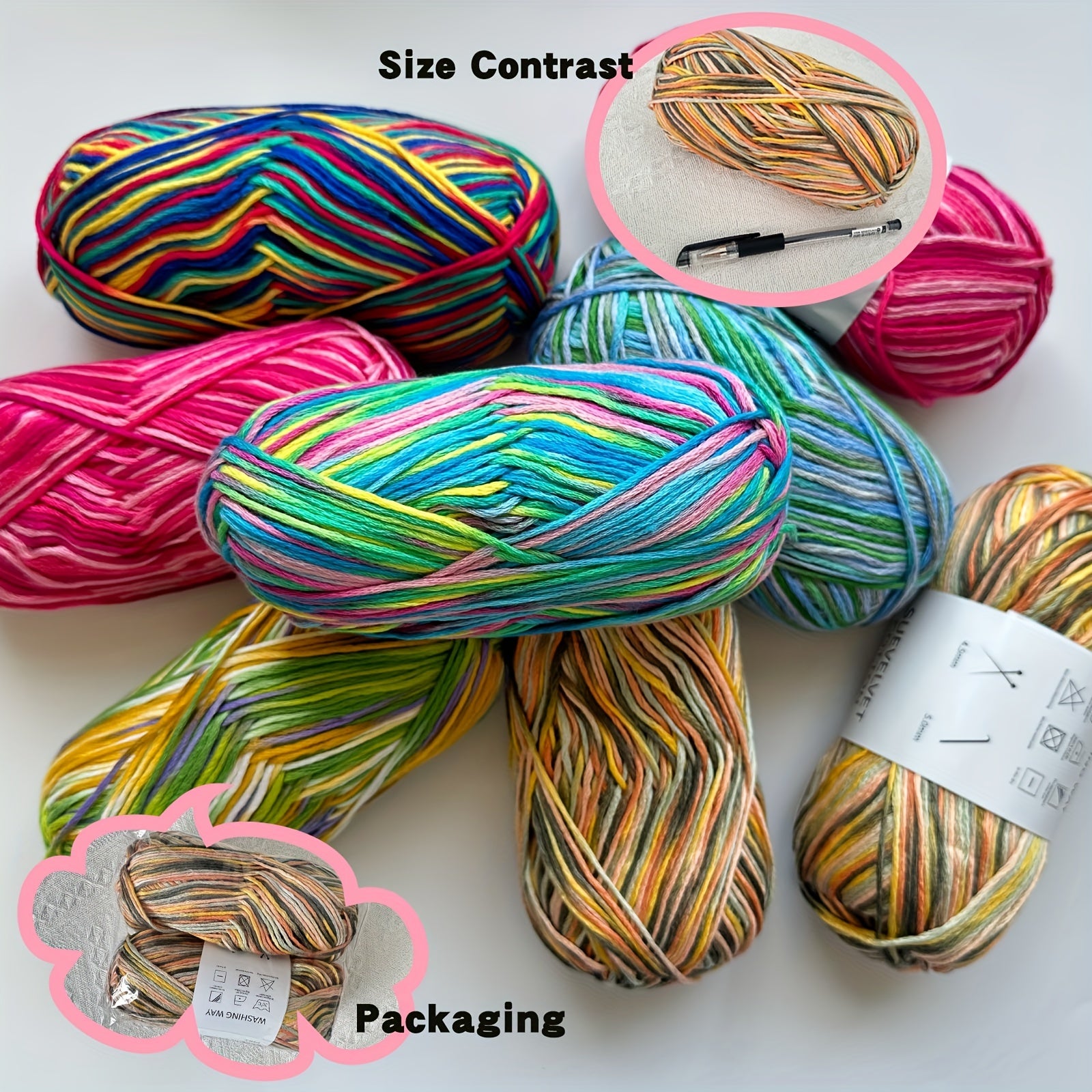 2pcs Colorful Section Dyed Yarn 200g 7oz for Knitting & Crafts DIY