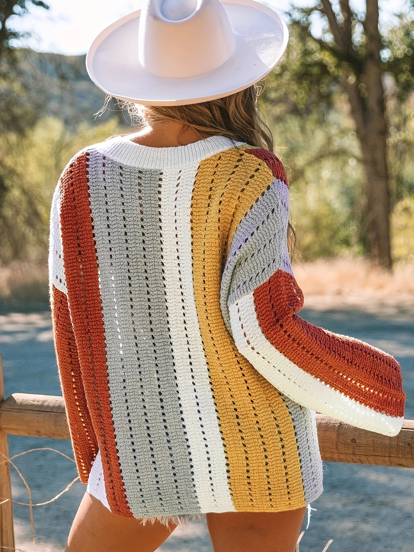 Colorful Striped V Neck Pullover Jumper