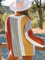 Colorful Striped V Neck Pullover Jumper