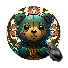 Bear Round Mouse Pad Small Size 7.87X7.87X0.1 Inch
