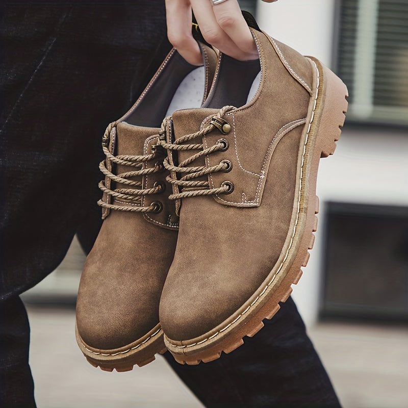 Men's Lace Up Stitched Work Shoe Casual Durable Outdoor Walking Shoes